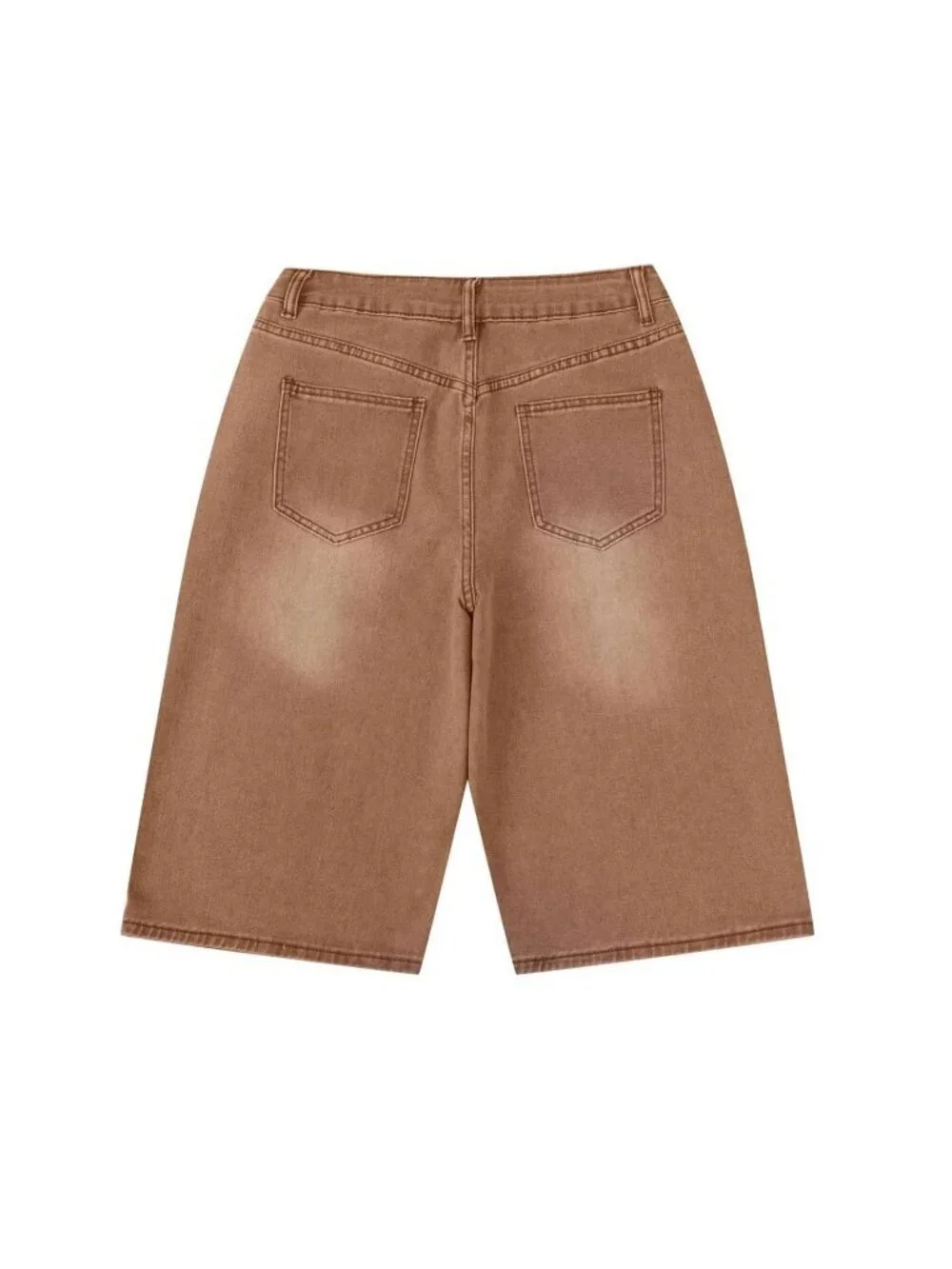 brown Women's Casual Denim Bermuda Shorts with Pockets